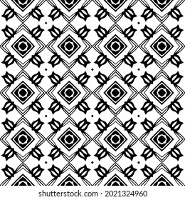 floral seamless pattern background.Geometric ornament for wallpapers and backgrounds. Black and white pattern.