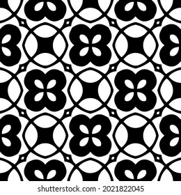 floral seamless pattern background.Geometric ornament for wallpapers and backgrounds. Black and white pattern.