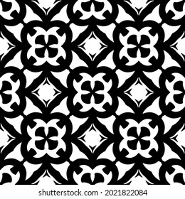 floral seamless pattern background.Geometric ornament for wallpapers and backgrounds. Black and white pattern.