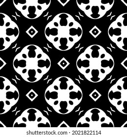 Blumenmuster nahtloser Hintergrund.Geometrisches Ornament für Bildschirmhintergründe und Hintergründe. Schwarz-Weiß-Muster.