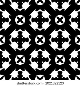 Blumenmuster nahtloser Hintergrund.Geometrisches Ornament für Bildschirmhintergründe und Hintergründe. Schwarz-Weiß-Muster.