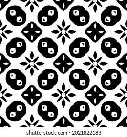 floral seamless pattern background.Geometric ornament for wallpapers and backgrounds. Black and white pattern.