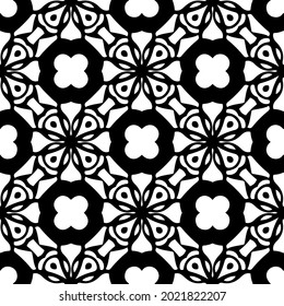 floral seamless pattern background.Geometric ornament for wallpapers and backgrounds. Black and white pattern.