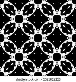 floral seamless pattern background.Geometric ornament for wallpapers and backgrounds. Black and white pattern.
