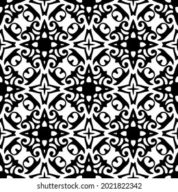 floral seamless pattern background.Geometric ornament for wallpapers and backgrounds. Black and white pattern.