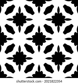 floral seamless pattern background.Geometric ornament for wallpapers and backgrounds. Black and white pattern.