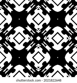 floral seamless pattern background.Geometric ornament for wallpapers and backgrounds. Black and white pattern.