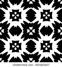 fondo de patrón sin costuras floral.Ornamento geométrico para fondos de paredes y fondos. Patrón blanco y negro.