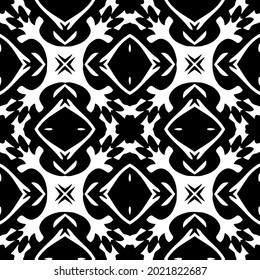 floral seamless pattern background.Geometric ornament for wallpapers and backgrounds. Black and white pattern.