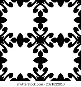 Blumenmuster nahtloser Hintergrund.Geometrisches Ornament für Bildschirmhintergründe und Hintergründe. Schwarz-Weiß-Muster.