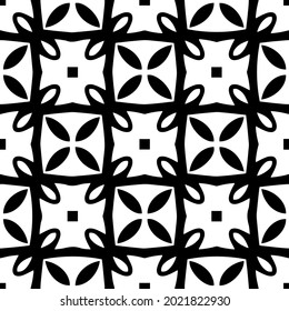 floral seamless pattern background.Geometric ornament for wallpapers and backgrounds. Black and white pattern.
