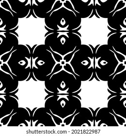 floral seamless pattern background.Geometric ornament for wallpapers and backgrounds. Black and white pattern.