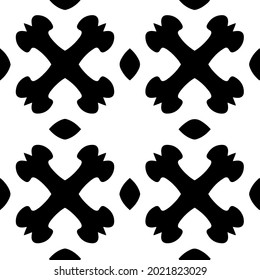 floral seamless pattern background.Geometric ornament for wallpapers and backgrounds. Black and white pattern.