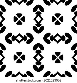 floral seamless pattern background.Geometric ornament for wallpapers and backgrounds. Black and white pattern.