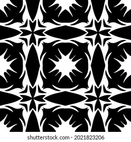 floral seamless pattern background.Geometric ornament for wallpapers and backgrounds. Black and white pattern.