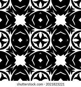 floral seamless pattern background.Geometric ornament for wallpapers and backgrounds. Black and white pattern.