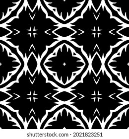 floral seamless pattern background.Geometric ornament for wallpapers and backgrounds. Black and white pattern.