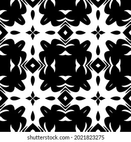 floral seamless pattern background.Geometric ornament for wallpapers and backgrounds. Black and white pattern.