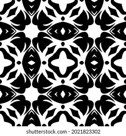 fondo de patrón sin costuras floral.Ornamento geométrico para fondos de paredes y fondos. Patrón blanco y negro.