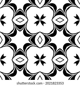 floral seamless pattern background.Geometric ornament for wallpapers and backgrounds. Black and white pattern.