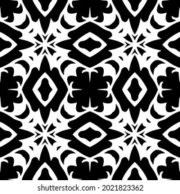 floral seamless pattern background.Geometric ornament for wallpapers and backgrounds. Black and white pattern.