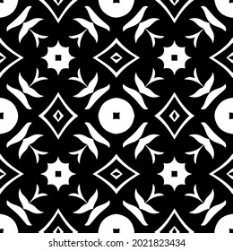 fondo de patrón sin costuras floral.Ornamento geométrico para fondos de paredes y fondos. Patrón blanco y negro.