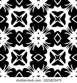 floral seamless pattern background.Geometric ornament for wallpapers and backgrounds. Black and white pattern.