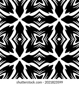 fondo de patrón sin costuras floral.Ornamento geométrico para fondos de paredes y fondos. Patrón blanco y negro.