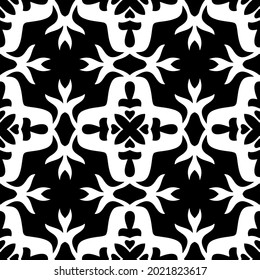 fondo de patrón sin costuras floral.Ornamento geométrico para fondos de paredes y fondos. Patrón blanco y negro.