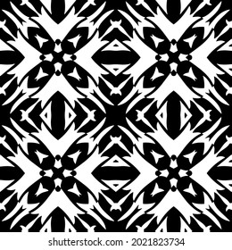 floral seamless pattern background.Geometric ornament for wallpapers and backgrounds. Black and white pattern.