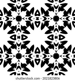floral seamless pattern background.Geometric ornament for wallpapers and backgrounds. Black and white pattern.