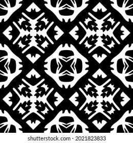 Blumenmuster nahtloser Hintergrund.Geometrisches Ornament für Bildschirmhintergründe und Hintergründe. Schwarz-Weiß-Muster.