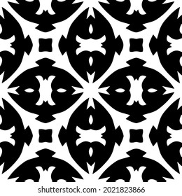 floral seamless pattern background.Geometric ornament for wallpapers and backgrounds. Black and white pattern.
