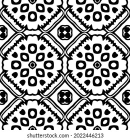 fondo de patrón sin costuras floral.Ornamento geométrico para fondos de paredes y fondos. Patrón blanco y negro.

