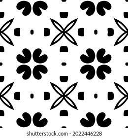 floral seamless pattern background.Geometric ornament for wallpapers and backgrounds. Black and white pattern.

