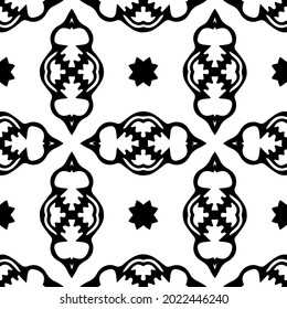 floral seamless pattern background.Geometric ornament for wallpapers and backgrounds. Black and white pattern.

