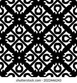 
Blumenmuster nahtloser Hintergrund.Geometrisches Ornament für Bildschirmhintergründe und Hintergründe. Schwarz-Weiß-Muster.
