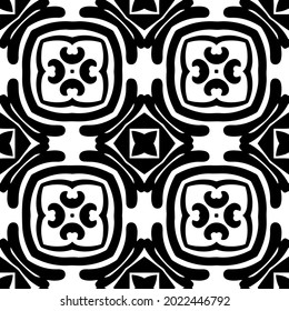 fondo de patrón sin costuras floral.Ornamento geométrico para fondos de paredes y fondos. Patrón blanco y negro.

