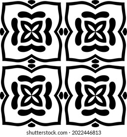 Blumenmuster nahtloser Hintergrund.Geometrisches Ornament für Bildschirmhintergründe und Hintergründe. Schwarz-Weiß-Muster.

