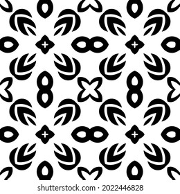 floral seamless pattern background.Geometric ornament for wallpapers and backgrounds. Black and white pattern.

