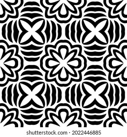 floral seamless pattern background.Geometric ornament for wallpapers and backgrounds. Black and white pattern.

