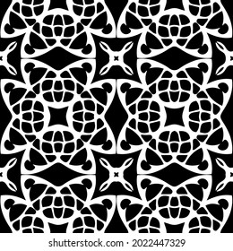 floral seamless pattern background.Geometric ornament for wallpapers and backgrounds. Black and white pattern.

