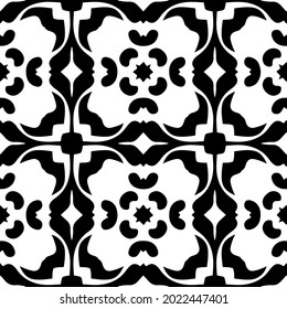 floral seamless pattern background.Geometric ornament for wallpapers and backgrounds. Black and white pattern.

