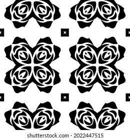floral seamless pattern background.Geometric ornament for wallpapers and backgrounds. Black and white pattern.


