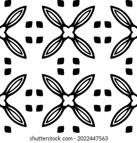 floral seamless pattern background.Geometric ornament for wallpapers and backgrounds. Black and white pattern.

