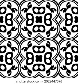 floral seamless pattern background.Geometric ornament for wallpapers and backgrounds. Black and white pattern.

