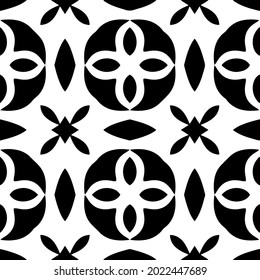 floral seamless pattern background.Geometric ornament for wallpapers and backgrounds. Black and white pattern.

