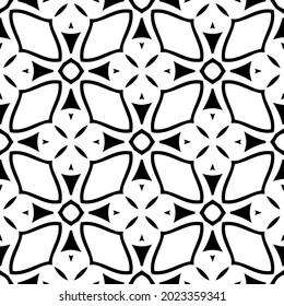 fondo de patrón sin costuras floral.Ornamento geométrico para fondos de paredes y fondos. Patrón blanco y negro.