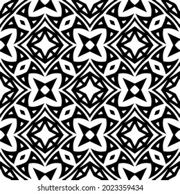 floral seamless pattern background.Geometric ornament for wallpapers and backgrounds. Black and white pattern.