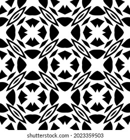 floral seamless pattern background.Geometric ornament for wallpapers and backgrounds. Black and white pattern.